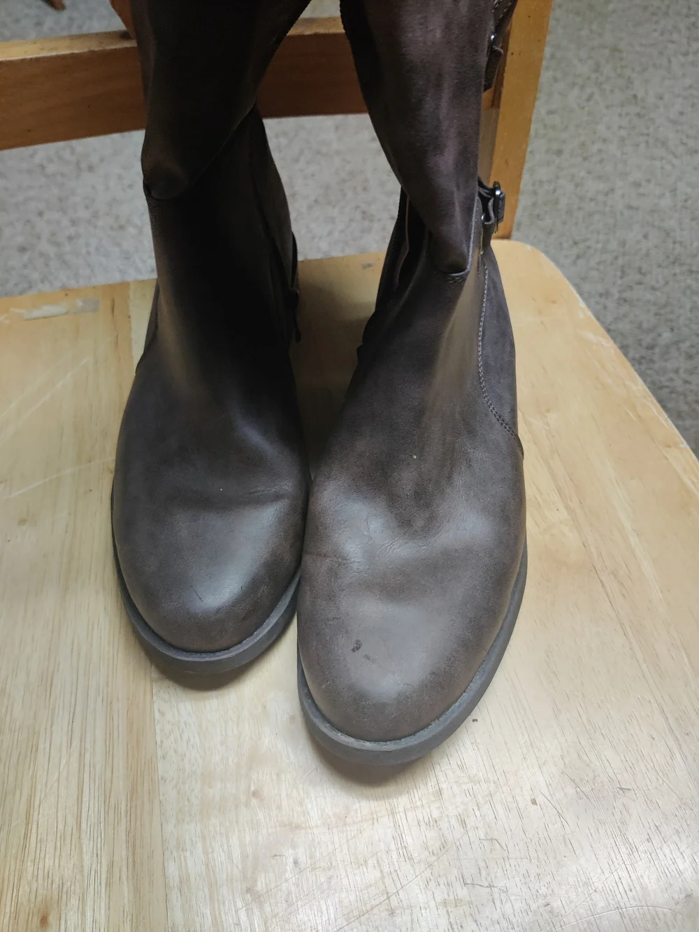 Journee Collection Brown Mid-Calf Buckle  Braided Boots Size 8.5